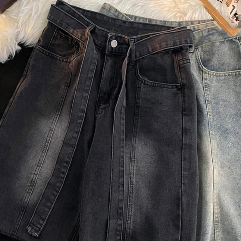 Summer Thin Fringed Denim Shorts Mens