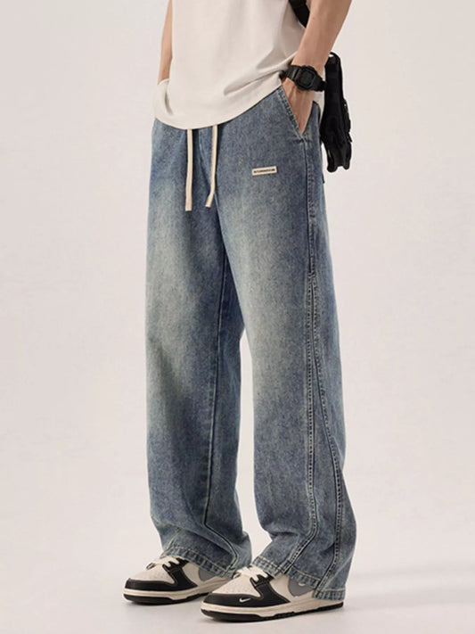 Men's Regular and Plus Size Vintage Wash Loose Fit Jeans