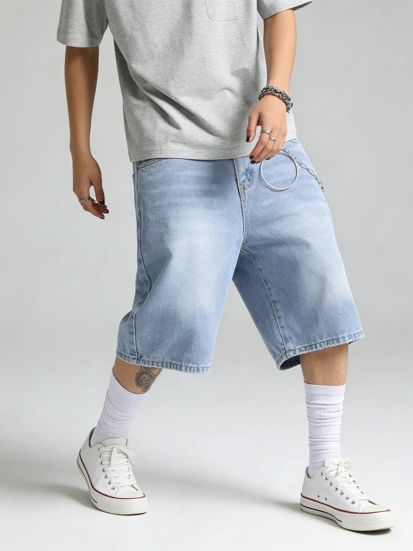 Casual Jorts Blue Denim Shorts Male