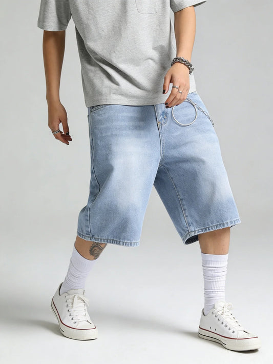 Casual Jorts Blue Denim Shorts Male