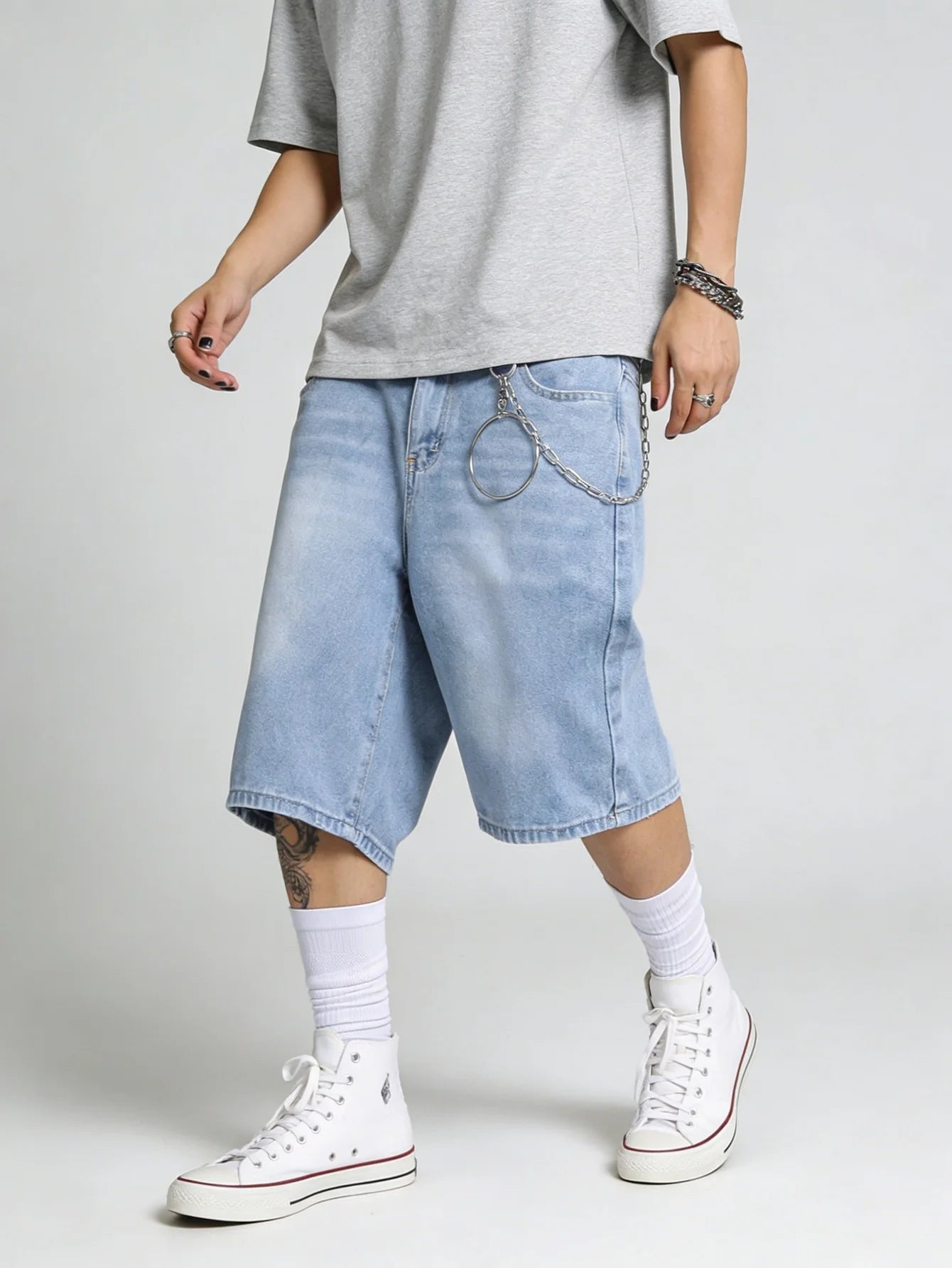 Casual Jorts Blue Denim Shorts Male
