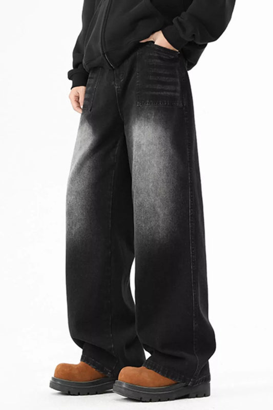 Men's Full Size Wide Leg Vintage Wash Jeans Plus Size