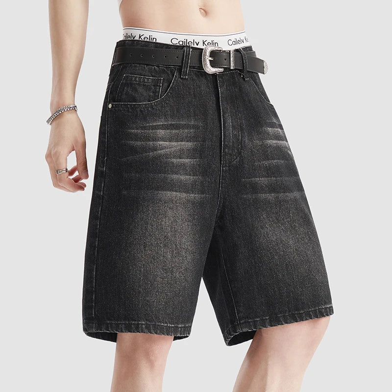 Black Denim Shorts Men's