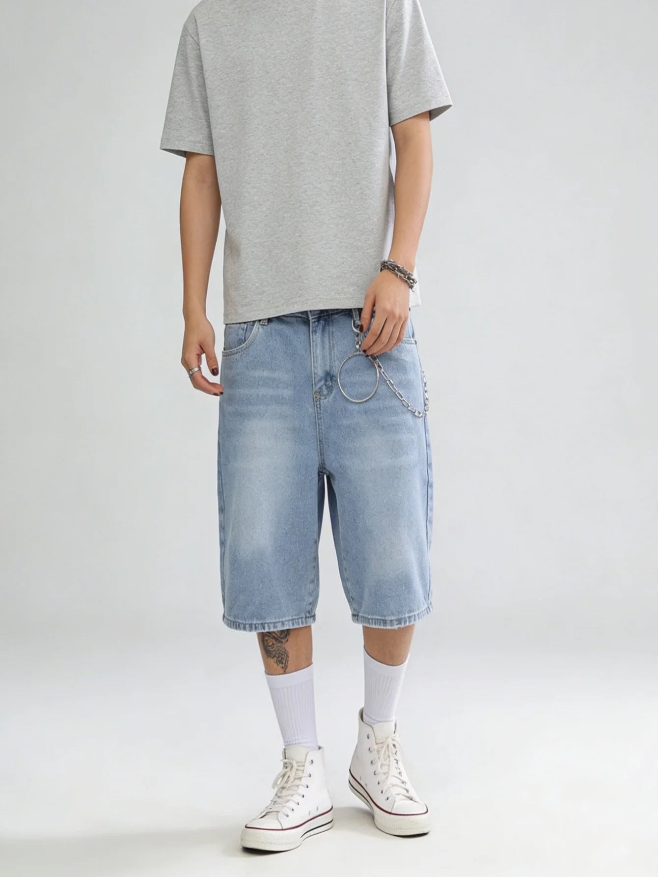Casual Jorts Blue Denim Shorts Male