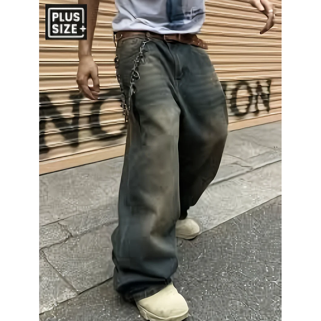 Loose Jeans Straight Wide Leg Pants Mens