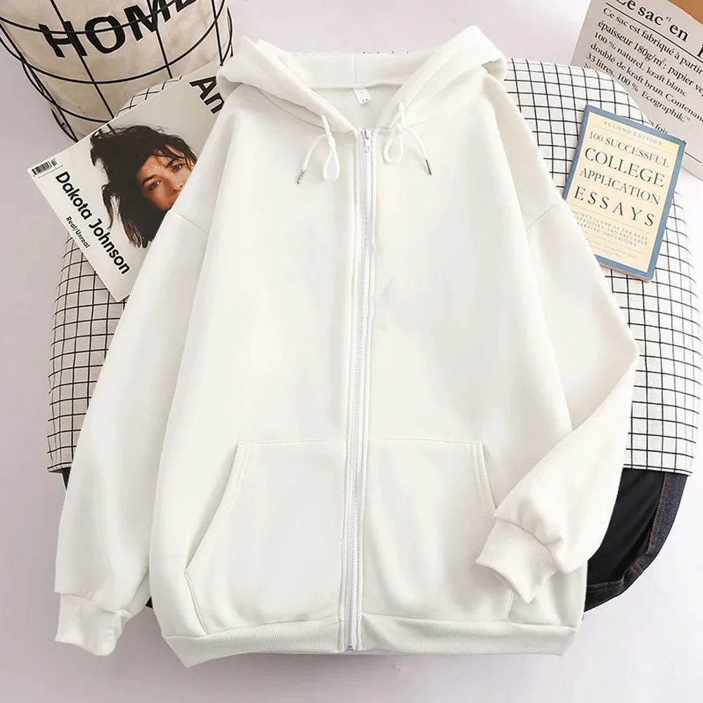 High Street Hoodie Men Solid Color Zip up