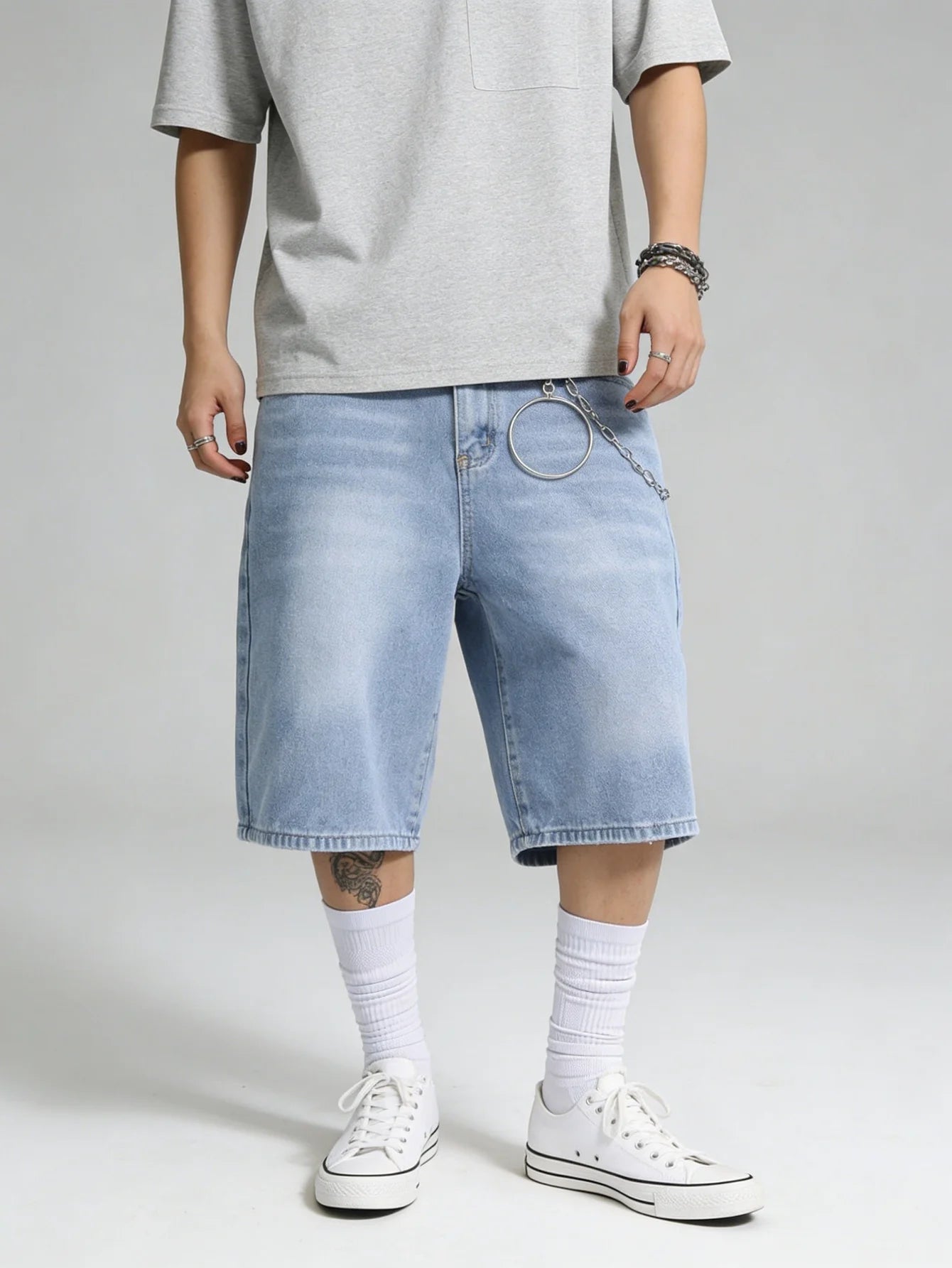 Casual Jorts Blue Denim Shorts Male