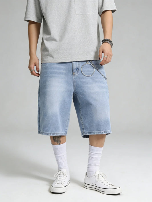 Casual Jorts Blue Denim Shorts Male